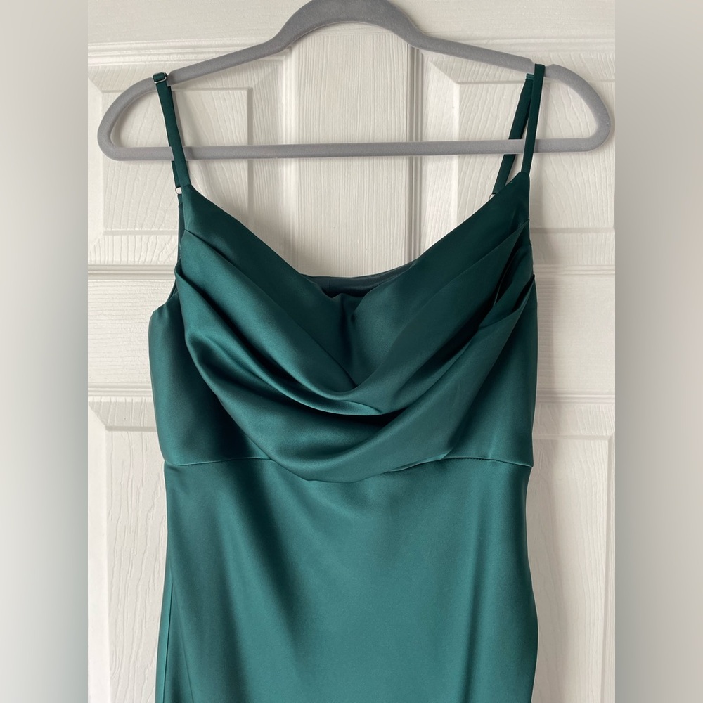 Revelry Skye Satin Dress in Emerald Green (Size 8)
